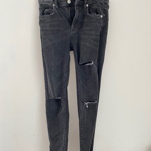 Free People Black Distressed Jeans